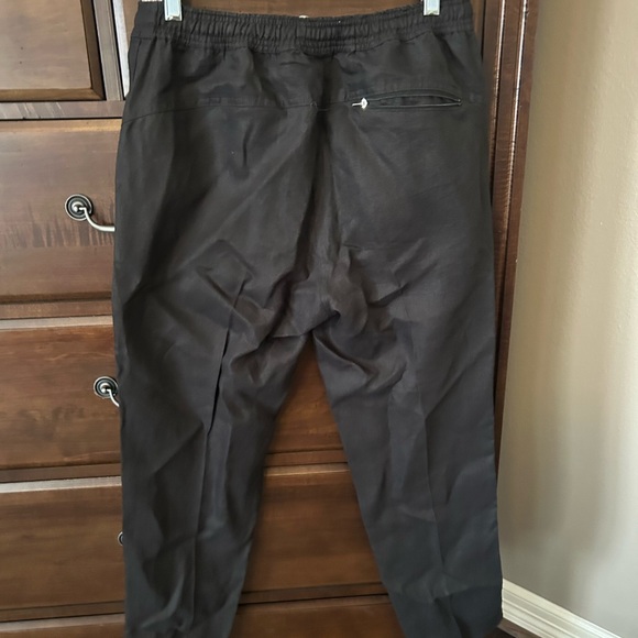 DEREK ROSE Linen Black Drawstring Lounge Pants - Picture 3 of 3